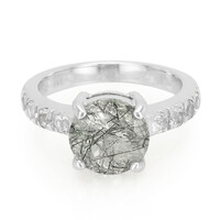 Black Rutile Quartz Silver Ring