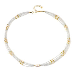 White Freshwater Pearl Silver Necklace (Riya)
