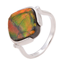 Ammolite Silver Ring