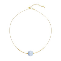 Blue Lace Agate Silver Necklace