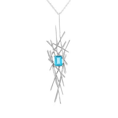 Paraiba Color Topaz Silver Necklace