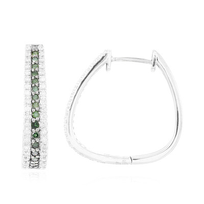 Green Diamond Silver Earrings