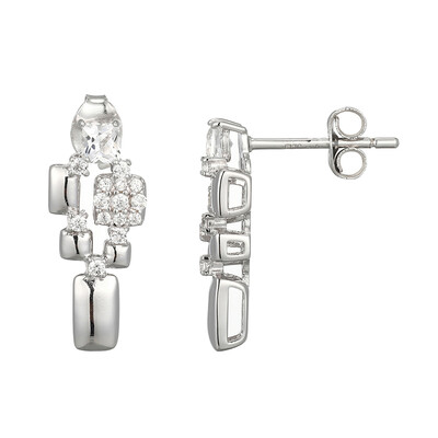 White Topaz Silver Earrings (Adela Silber)
