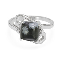 Snowflake Obsidian Silver Ring