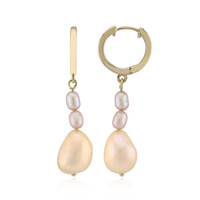 Orange Freshwater Pearl Silver Earrings (TPC)