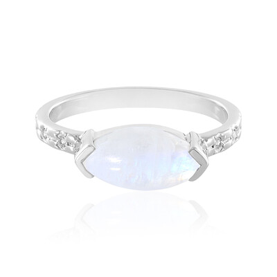 Rainbow Moonstone Silver Ring