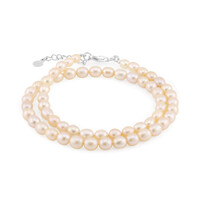 Peach Freshwater Pearl Silver Bracelet (TPC)