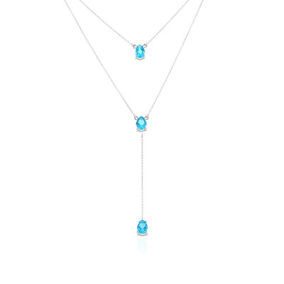 Paraiba Color Topaz Silver Necklace