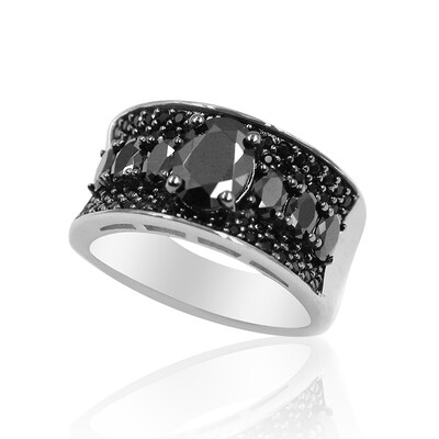 Black Spinel Silver Ring