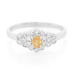 Orange Sapphire Silver Ring