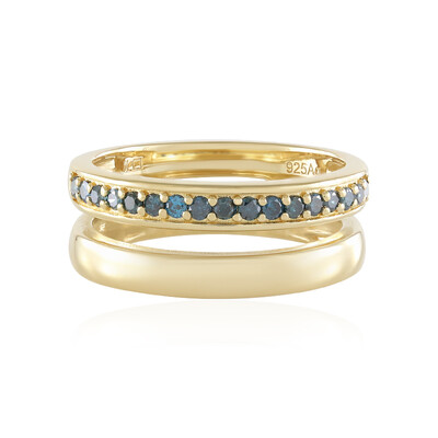 I2 Blue Diamond Silver Ring