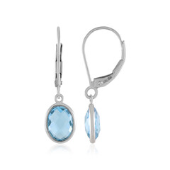 9K Swiss Blue Topaz Gold Earrings