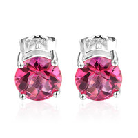 Pink Topaz Silver Earrings