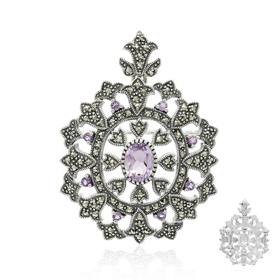 Amethyst Silver Brooch