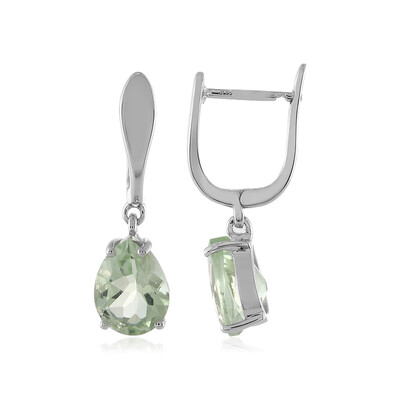 Green Amethyst Silver Earrings