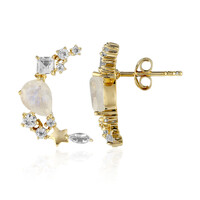 Rainbow Moonstone Silver Earrings