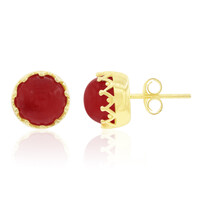 Red Jade Silver Earrings