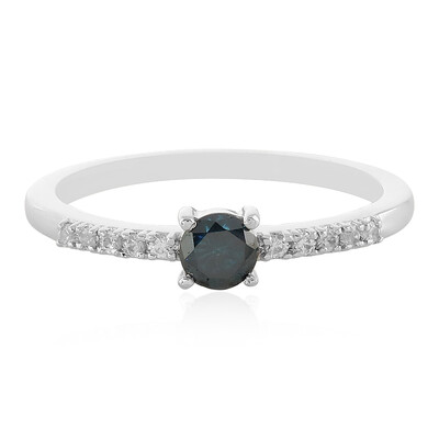 I3 Blue Diamond Silver Ring
