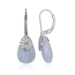 Blue Lace Agate Silver Earrings