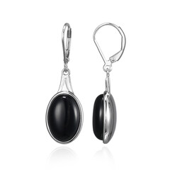 Black Agate Silver Earrings