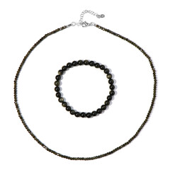 Gold Sheen Obsidian Silver Set