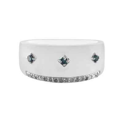 I3 Blue Diamond Silver Ring