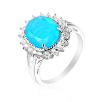 Caribbean Blue Opal Silver Ring