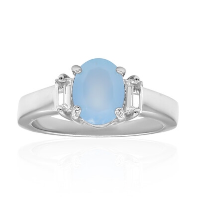 Aqua Chalcedony Silver Ring