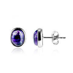 Chevron Amethyst Silver Earrings