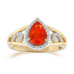 9K AAA Mexican Fire Opal Gold Ring