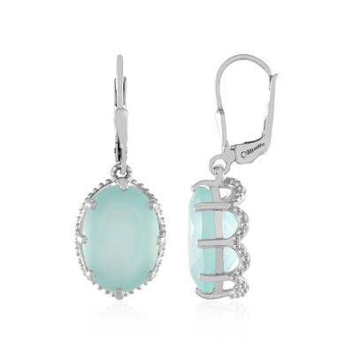 Aqua Chalcedony Silver Earrings