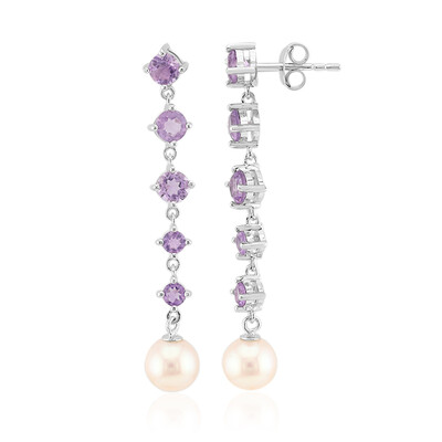 White Freshwater Pearl Silver Earrings