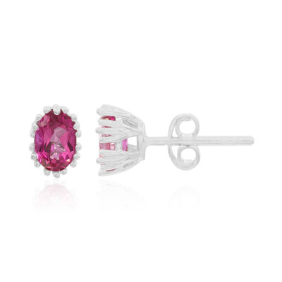 Pink Topaz Silver Earrings