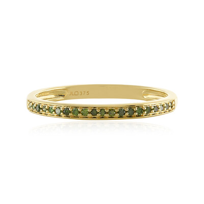 9K I4 Green Diamond Gold Ring