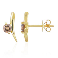 9K SI2 Argyle Champagne Diamond Gold Earrings (de Melo)