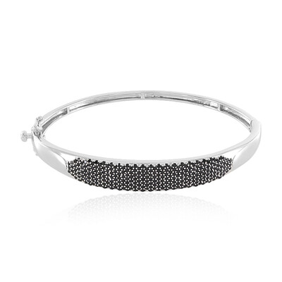 Black Spinel Silver Bangle