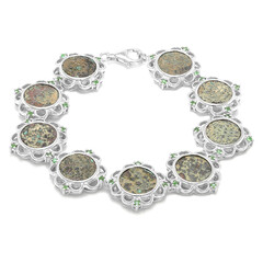 Ancient Widows Mite Prutah Coin Silver Bracelet