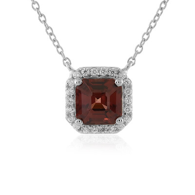 Mahogany Zircon Silver Necklace
