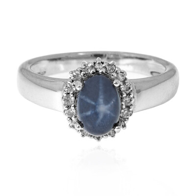 Blue Star Sapphire Silver Ring