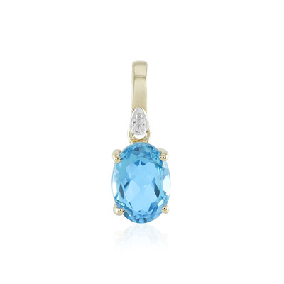 9K Swiss Blue Topaz Gold Pendant