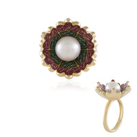 White Freshwater Pearl Silver Ring (Adela Silber)