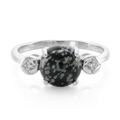 Snowflake Obsidian Silver Ring