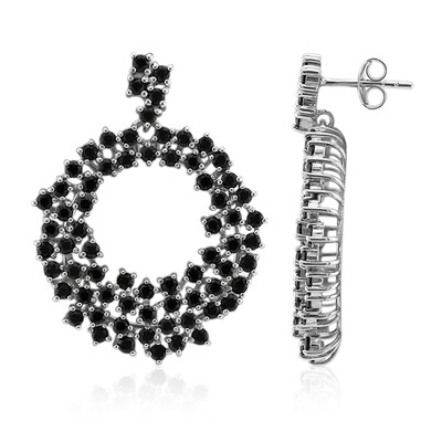 Black Spinel Silver Earrings