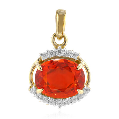 9K AAA Mexican Fire Opal Gold Pendant