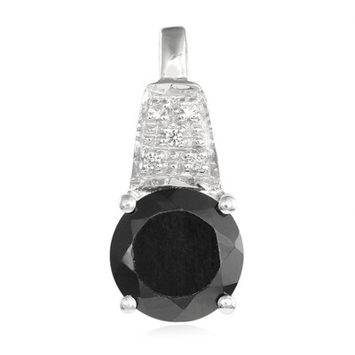 Black Spinel Silver Pendant