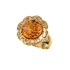 Cognac Baltic Amber Silver Ring