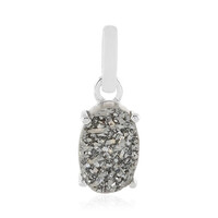 Black Glitter Agate Silver Pendant