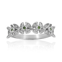 I2 Green Diamond Silver Ring