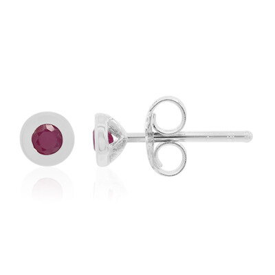 Burmese Ruby Silver Earrings