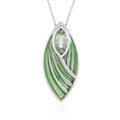 Green Amethyst Silver Necklace (Adela Silber)